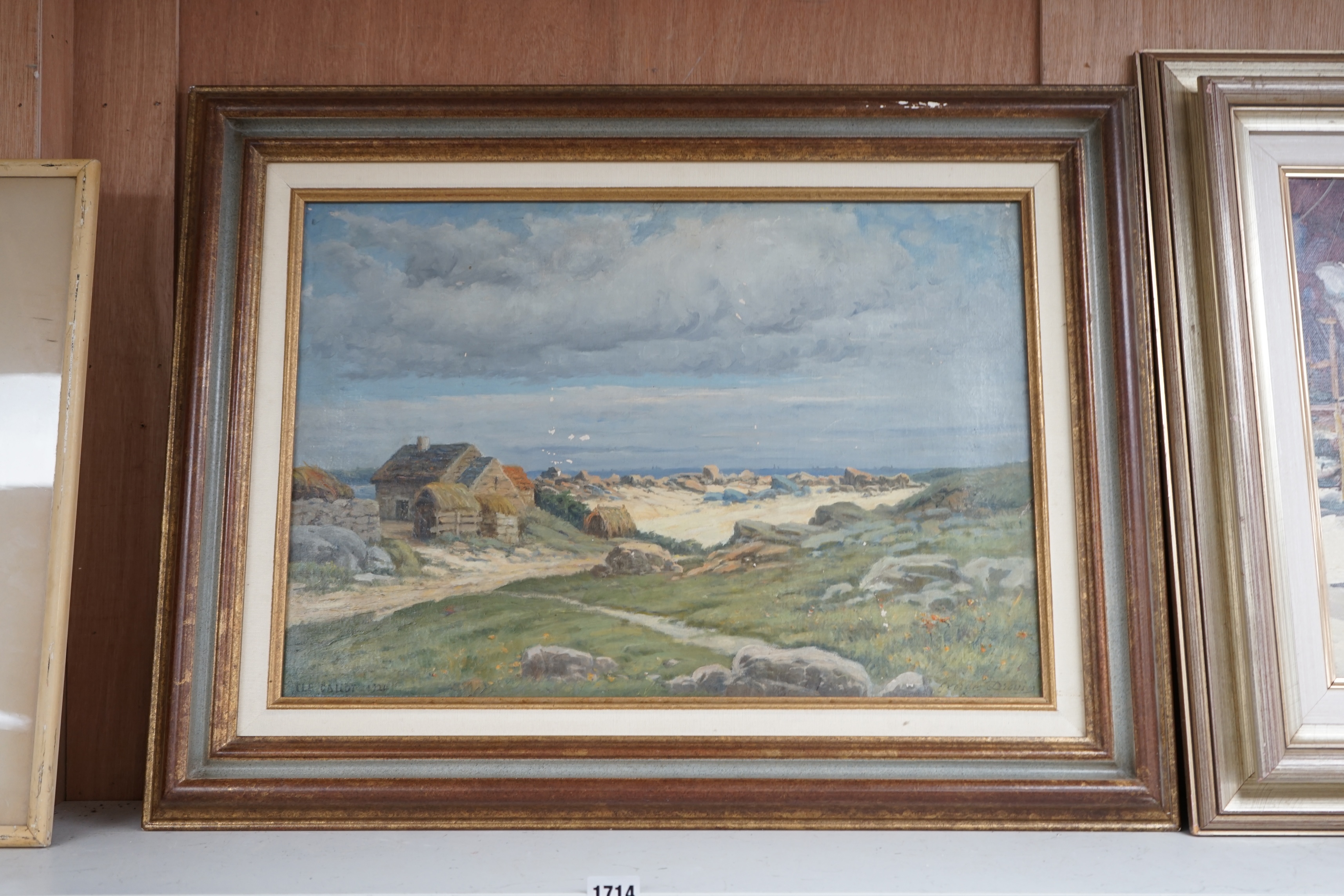 Georges Drouin (French), oil on canvas, ‘Ile Callot’, signed and dated 1924, 37 x 54cm. Condition - poor